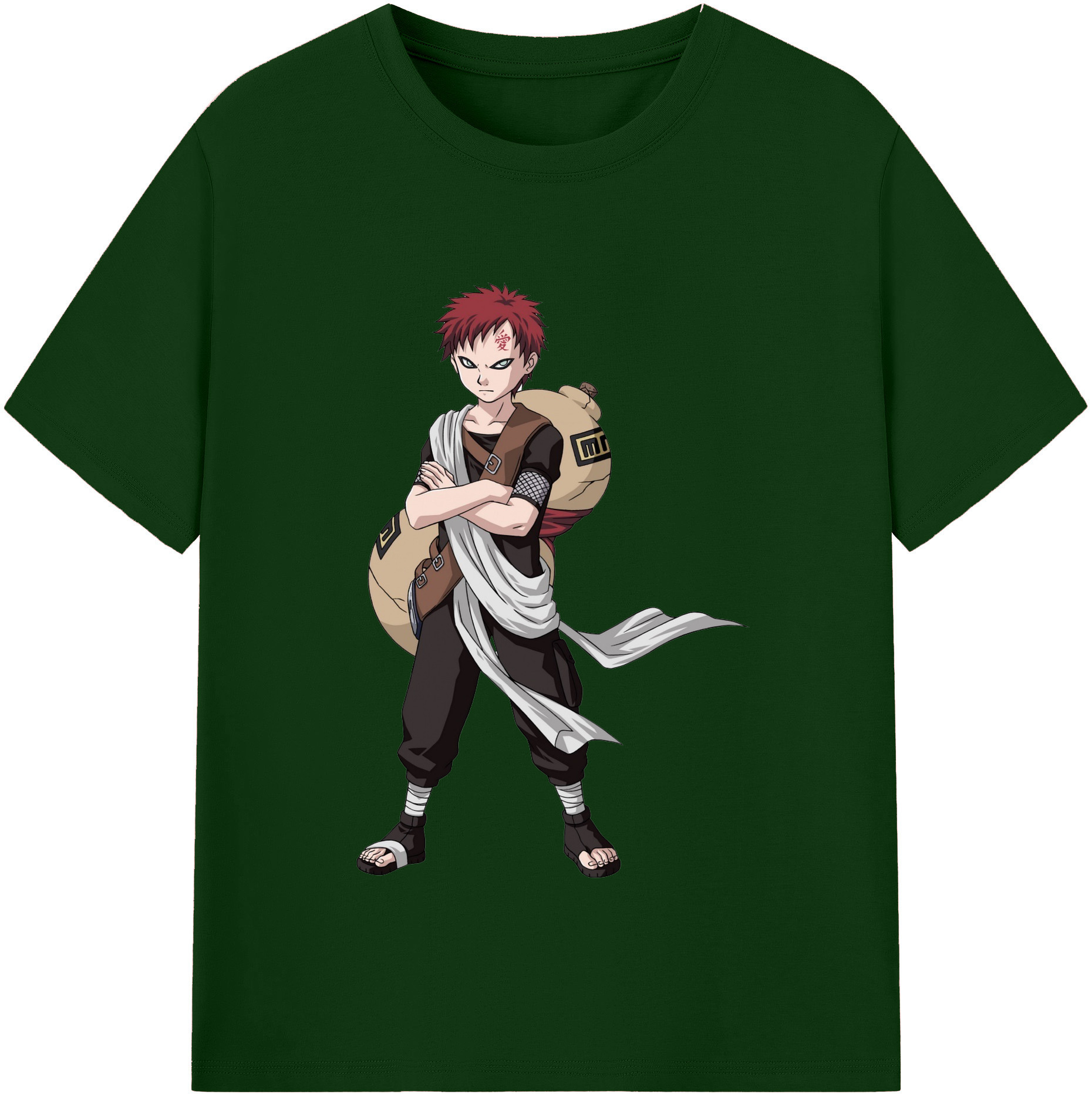 （画像用） NARUTO -ナルト- ガアラ Gaara 綿100％半袖Tシャツ（フロントプリント）